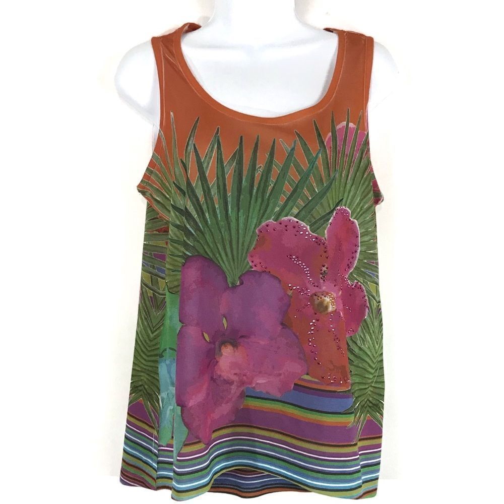 Joei & i Womens Top Tank Small Floral Sleeveless‎